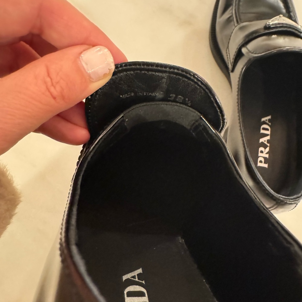 Worn once Prada Women’s Black Triangle Loafers 38.5 - Picture 4 of 6